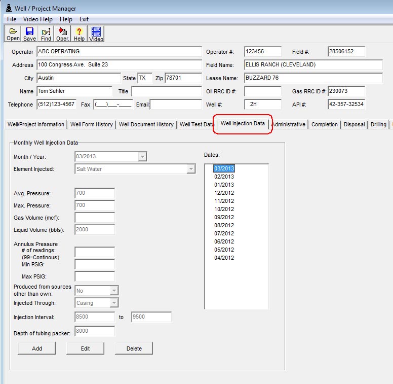 Well Test Data Tab